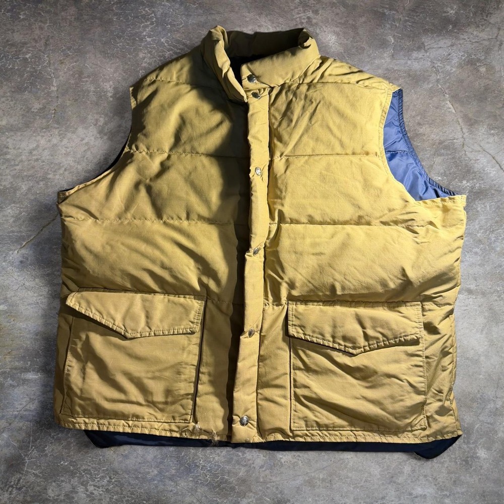 Vintage Woolrich Tan Down Puffer Vest Mens XL Gorpcore Outdoor USA Style